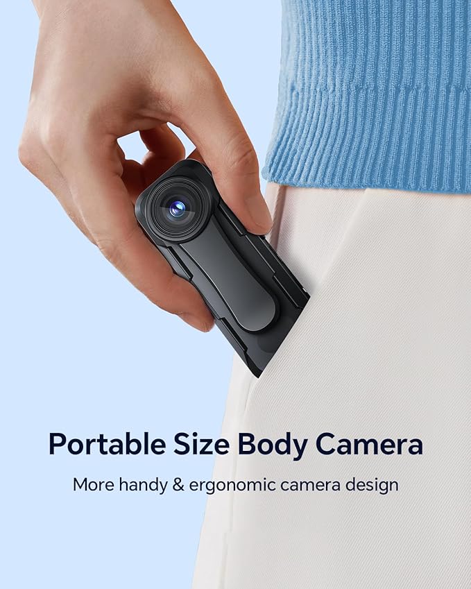 BOBLOV W1 1080P 128GB Body Camera, Wearable Camera Support 90 Minutes with Loop Recording, Easy to Use and Take for Traveling, Walking, Law Enforcement and Outdoors Activities