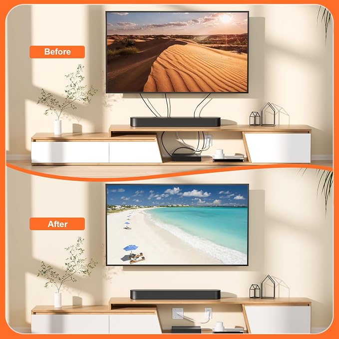 in Wall Cable Management Kit with Brush Wall Plate,AC Outlets & USB-A+USB-C Ports,9ft Cord,Hide Cords Recessed Wall Outlet for TV Cable Management,HDMI Cables and Home Theater Systems