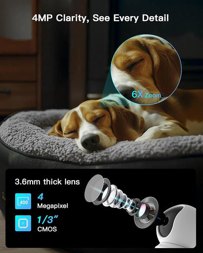 ARENTI 360° View 4MP 5G WiFi 6 Pet Camera P2F 2PC with 64G Local Storage