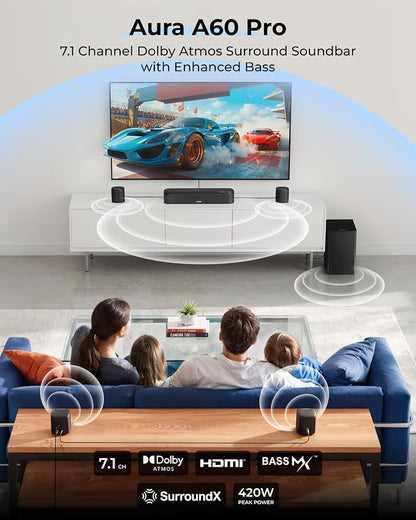 ULTIMEA 7.1ch Surround Sound System for TV with Dolby Atmos, Aura A60 Pro