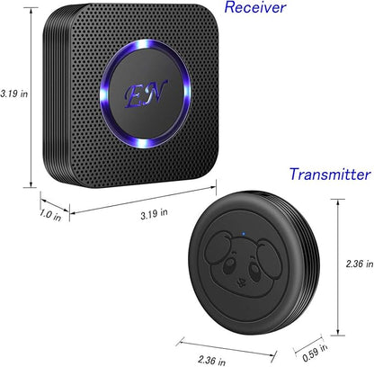 Dog Door Bell Wireless Doggie Doorbells for Potty Training with Waterproof Touch Button Dog Bells Included 2 Receivers and 4 Transmitters, Black