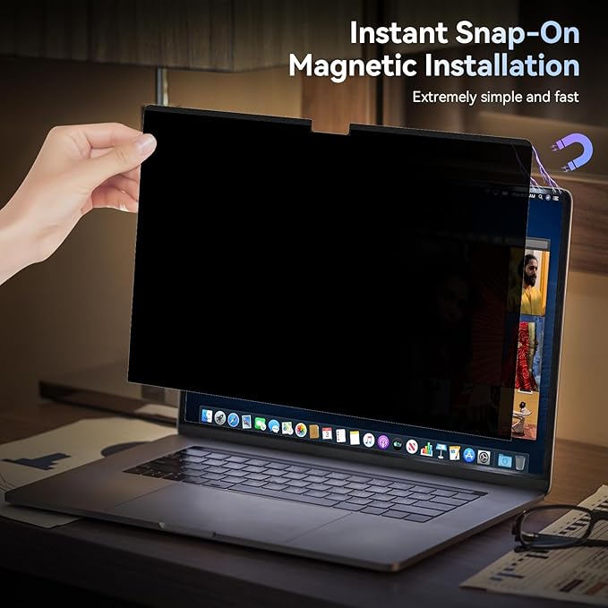 Magnetic Privacy Screen Protector Compatible with MacBook Pro 16 in (2021-2026, M1, M2, M3, M4, M5), Removable Anti Spy Blue Light Glare Shield Laptop Privacy Filter for Apple Mac Pro 16.2 in