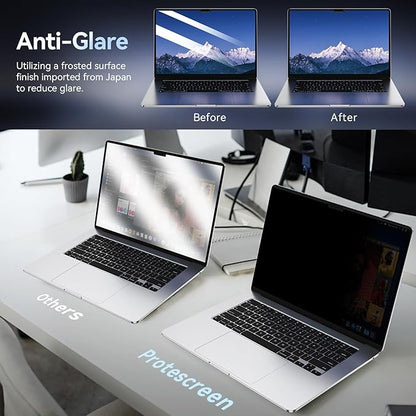 Magnetic Privacy Screen Protector Compatible with MacBook Air 13.6/13 Inch (2022-2026, M2, M3, M4, M5), Removable Anti Spy Blue Light Glare Shield Film Laptop Privacy Filter for Apple Mac 13.6In Computer