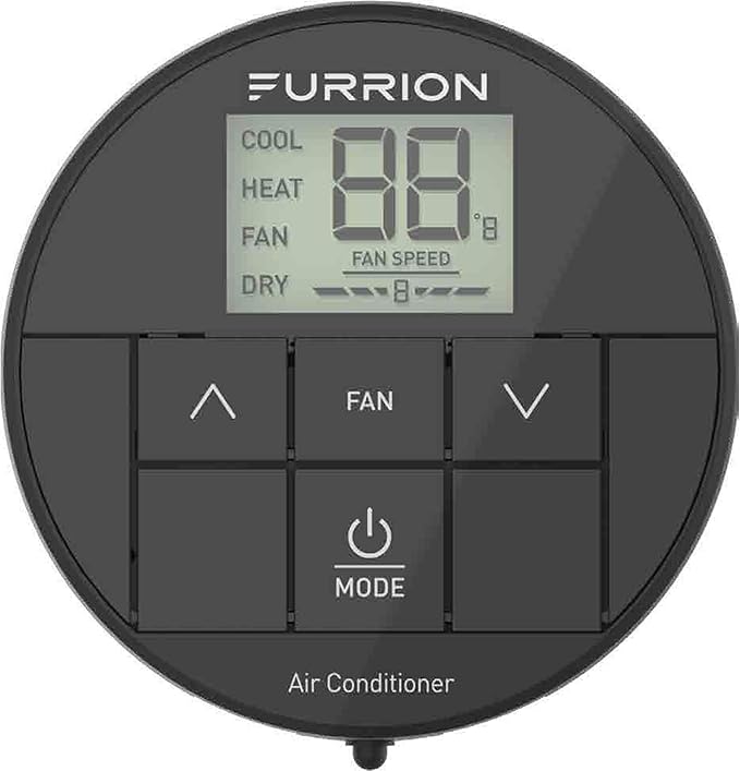 Furrion Chill HE RV Thermostat Single Zone Wall Control, Backlit LCD, Heat Cool Fan Dry Modes, 2 Fan Speeds Auto Fan, 12V, Compatible with Furrion Chill HE Systems - FACW10ESSA-BL