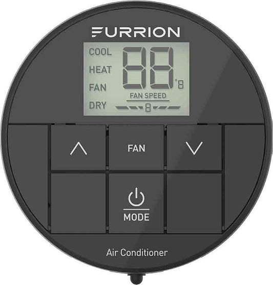 Furrion Chill HE RV Thermostat Single Zone Wall Control, Backlit LCD, Heat Cool Fan Dry Modes, 2 Fan Speeds Auto Fan, 12V, Compatible with Furrion Chill HE Systems - FACW10ESSA-BL