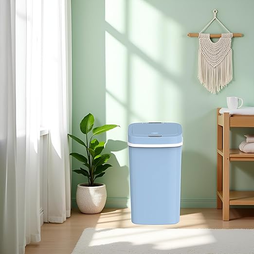 15L Smart Diaper Pail with Motion Sensor Lid | Touchless Hands-Free Baby Diaper Trash Can | Double Locking Seal | Slim Space-Saving Design | Quiet & Durable (Baby Blue)