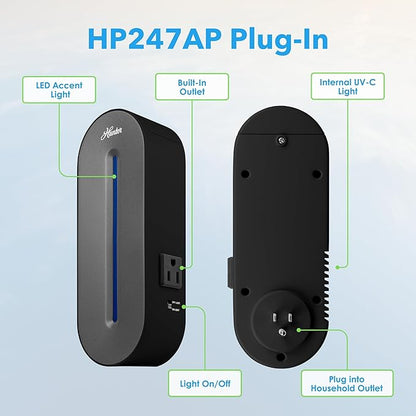 Hunter Plug-in UV Air Sanitizer, Gray – Whisper Quiet UV-C Air Sanitizer, Matches A Variety of Room Decors and Styles