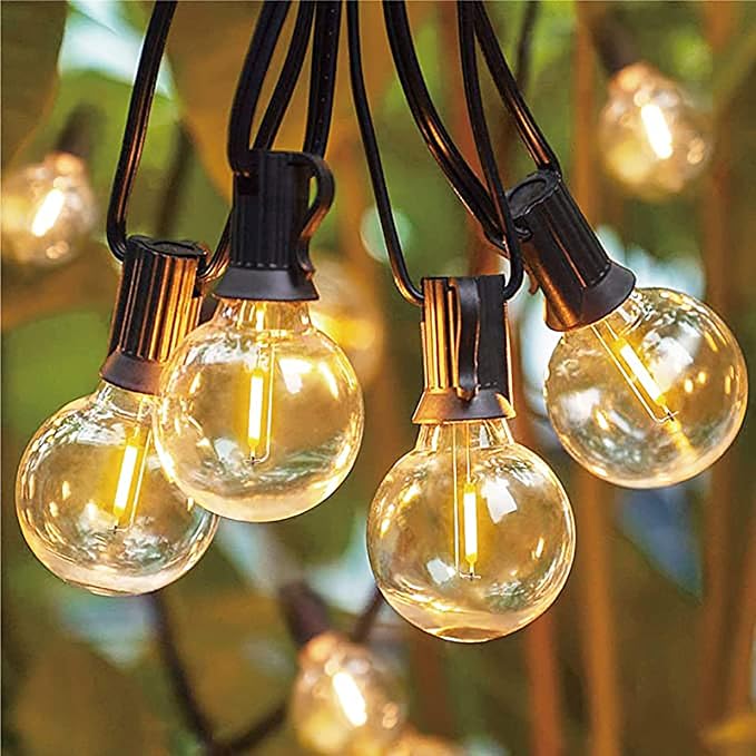 G40 LED Replacement Bulbs for Outdoor String Lights, 0.6W Dimmable Shatterproof Globe Bulbs, E12 Candelabra Base, Warm White, 25-Pack