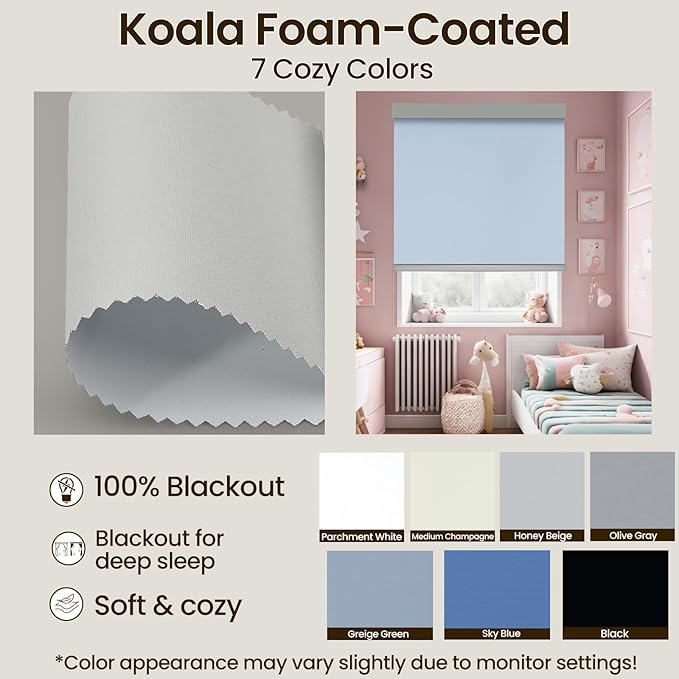 Motorized Blinds with Remote, Smart Electric Roller Shade, Fabric Swatch, Automatic 100% Blackout Window Blinds Sample Book, App & Voice Control, Smart Home Compatible, 24 Color Options