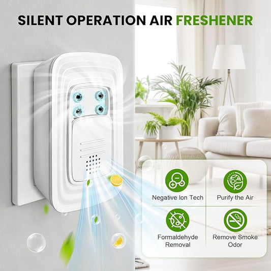 Ionic Air Purifier, 2026 New Plug in Negative Ion Air Purifiers, Quiet Air Freshener, Filter Free, for Home, Bedroom, Office, Basement, Odor, Smoke, Dust, Pet Smell (4Pcs, with 8 Fragrance Tablets)