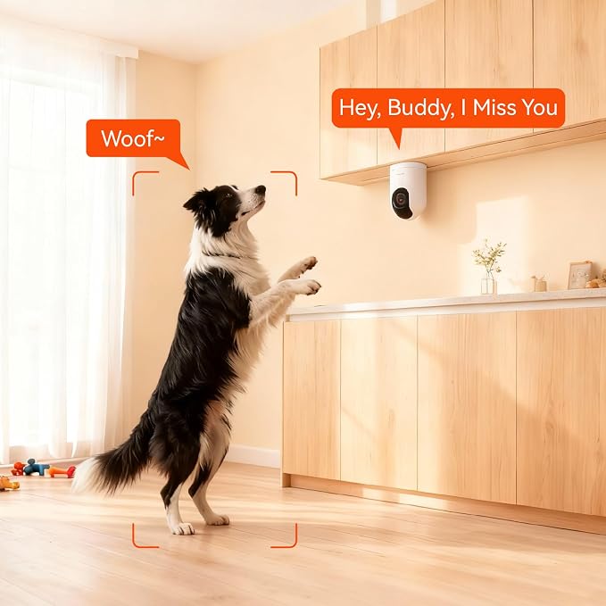 4K UHD Indoor Camera, 64G Built-in Storage No Subscription,Pet Camera Indoor with Phone App,Work as Baby Monitor/Cat/Dog Camera,360°Pan&Tilt,Two-Way Talk,Privacy Mode,AI Tracking/Detection,2-Pack
