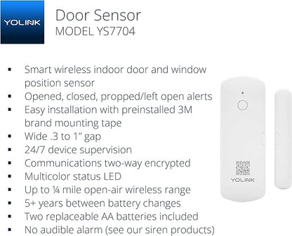 YoLink LoRa Smart Door & Window Sensor: Up to 1/4 Mile Open-Air Range, Door Left-Open Reminders, up to 5 Year Battery Life, Alexa, IFTTT, Home Assistant