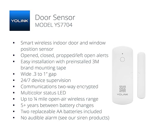 YoLink LoRa Smart Door Sensor Starter Kit: SpeakerHub Audio Hub & (3) Door Sensors - Up to 1/4 Mile Open-Air Range, Door Left-Open Reminders, up to 5 Year Battery Life, Alexa, IFTTT, Home Assistant