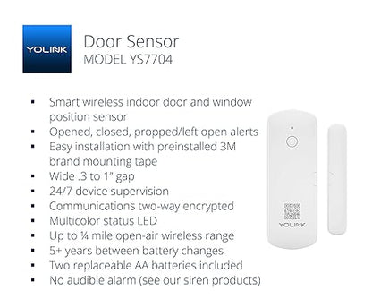 YoLink LoRa Smart Door Sensor Starter Kit: SpeakerHub Audio Hub & (3) Door Sensors - Up to 1/4 Mile Open-Air Range, Door Left-Open Reminders, up to 5 Year Battery Life, Alexa, IFTTT, Home Assistant