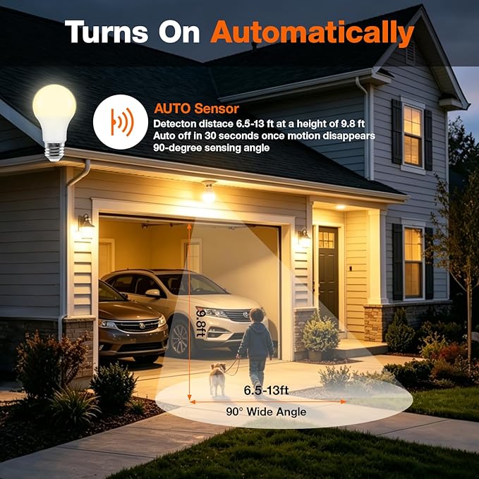 Sylvania A19 Dusk to Dawn LED Light Bulb with Motion Sensor, 8.5W = 60W, Frosted Finish, 90 CRI, Security/Safety Bulb, Damp-Rated, 2700K, Soft White - 2 Pack (42710)