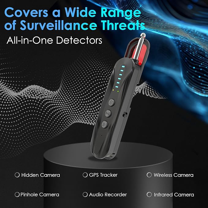 Hidden Camera Detectors & Anti-Spy Camera Finder, Wireless RF Signal Scanner, GPS Tracker Finder, Spy Device Detector for Travel, Office, Hotel, Dressing Room - Portable Privacy Protection
