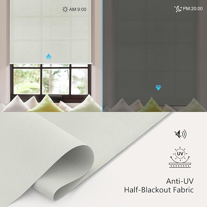 Aprilsmart Motorized Blinds with Remote,Light Filtering Motorized Roller Shades Work with Apple Homekit,Alexa,SmartThings,Google Home,Customize Blinds(Sample-13)
