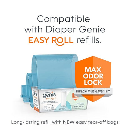 Diaper Genie Signature Pail Includes 1 Easy Roll Refill with 18 Bags | Holds Up to 846 Newborn-Sized Diapers Per Refill