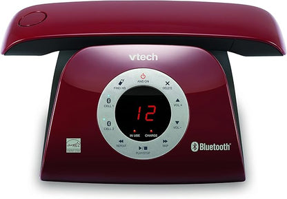 VTECH VS122-16 Retro-Design Cordless Phone: Bluetooth Connect to Cell, Call Blocker, Answering System, Full-Duplex Speakerphone