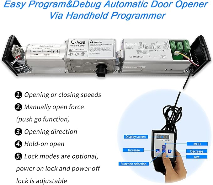 Olideauto DSW120 Low Energy Handicap Automatic Swing Door Operator for A Single Door+Smart Wi-Fi Push Button Phone APP Control,Compatible for Alexa &Google Speaker +Handicap Push Buttons