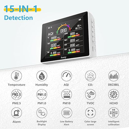 15 in 1 Air Quality Monitor Indoor with Large Display