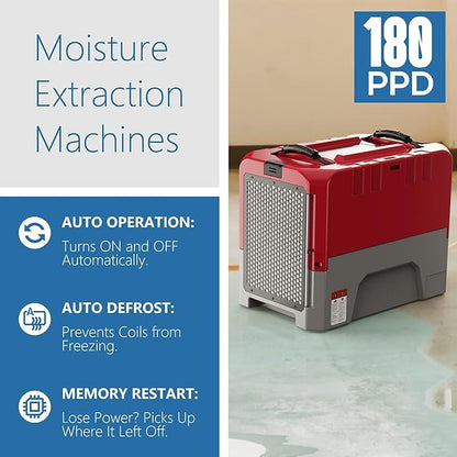 ALORAIR Smart WiFi LGR Commercial Dehumidifier up to 180 PPD (Saturation) with Pump, 5 Years Limited Warranty, Industrial Dehumidifiers APP Control, cETL Listed, for Garage, Flood Restoration
