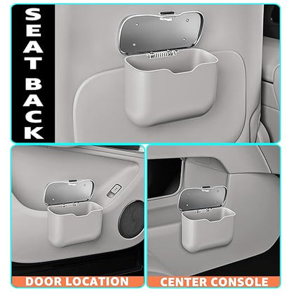 HOLDCY Car Trash Can, Waterproof Multi‑Functional Auto Trash Bin for Door/Console/Seat Back, Universal Vehicle Garbage Can for Car/Truck/SUV Drivers (Gray)