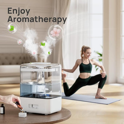 CHIVALZ Humidifiers for Bedroom Large Room, 6L Cool Mist Top Fill Humidifier with Essential Oil Diffuser, 26dB Quiet Ultrasonic Humidifier for Baby Nursery Plants, 50H Runtime Night Light 1 Pack White