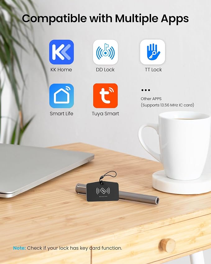 Veise VK01 IC Cards for Smart Lock, 13.56MHz RFID Key Fobs, 3 Pcs | Access Card for Keyless Entry Door Locks, Smart Deadbolt Key Compatible to Multiple Apps, Easy to Set up