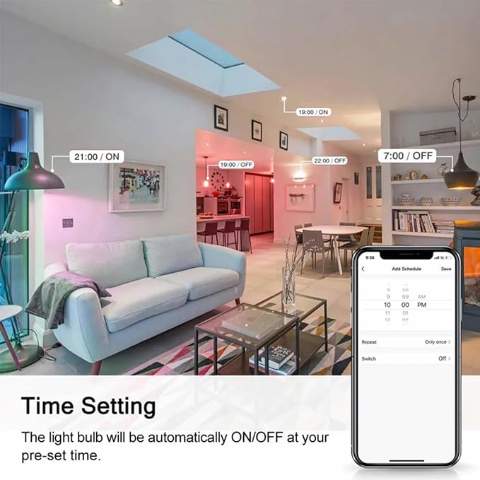 TUYA GU10 LED Bulb 8W RGB Smart Light Blubs Dimmable WiFi Control AC 85-265V Compatible with Alexa Google Home Voice,4pcs
