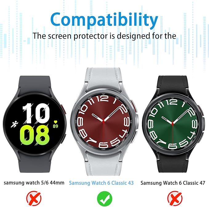 Suoman 4-Pack for Samsung Galaxy Watch 6 Classic 43mm Screen Protector, [Anti-Scratch] 2.5D 9H Ultra-thin Tempered Glass Screen Protective Film