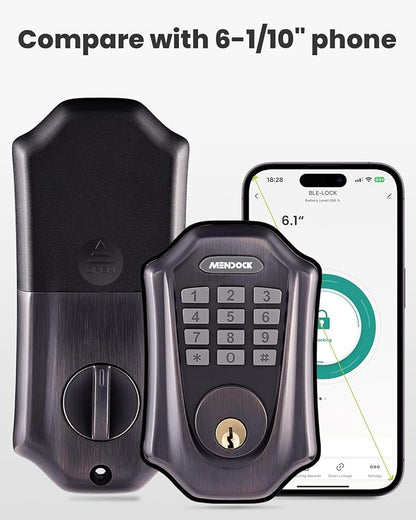 Keyless-Entry Deadbolt Smart Lock: UF01 GreenShield Digital Exterior Locks for Front Door, Touch-Control Keyless Door Lock with Keypad Smartphone Control, Waterproof IP54 (Venetian Bronze)