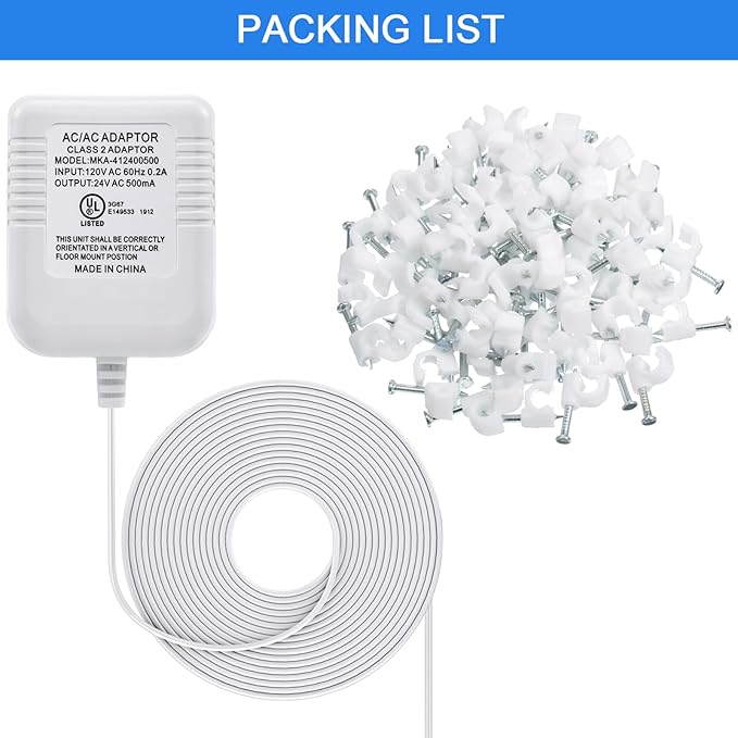 Hotop C Wire Adapter 24 Volt Transformer Compatible with Nest Honeywell Ecobee Emerson Sensi Smart WiFi (White)