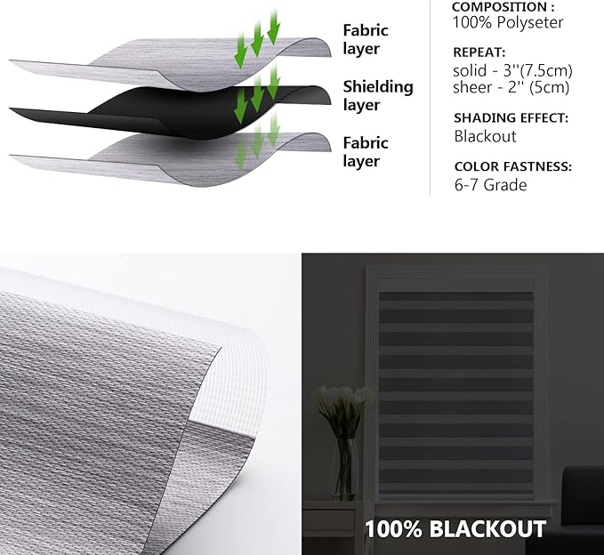 ZSTARR Motorized Blackout Window Blinds Customize Width(25-93 in) Remote Control Wireless Roller Shades Blinds for Windows, Office,Home, Hotel, Club, HD165 Gray