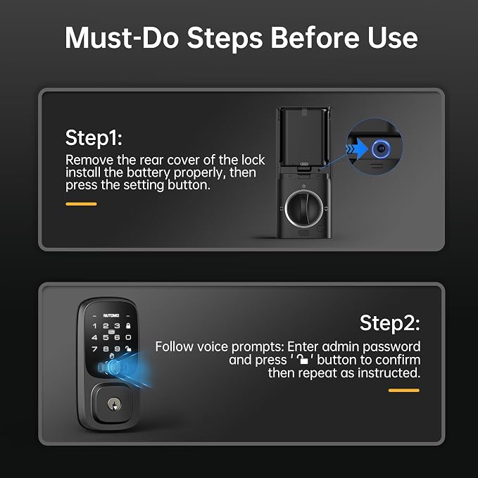 NUTOMO Palm Vein Smart Lock: Keyless Entry Door Locks with Handle Set Built-in WiFi Keypad Electronic Digital Deadbolt with APP Remote Control for Home Support Alexa/Rechargeable Battery/BHMA 3/Black