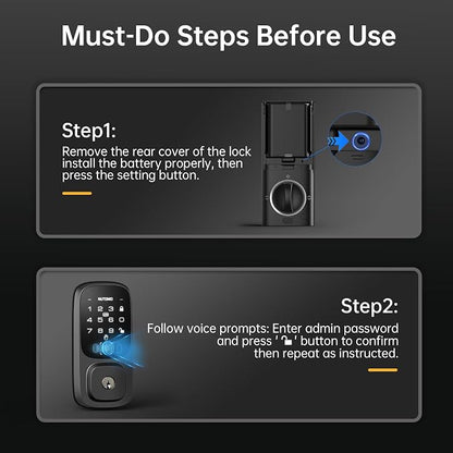 NUTOMO Palm Vein Smart Lock: Keyless Entry Door Locks with Handle Set Built-in WiFi Keypad Electronic Digital Deadbolt with APP Remote Control for Home Support Alexa/Rechargeable Battery/BHMA 3/Black