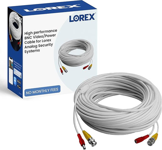 Lorex RG59 Power Accessory Cable, High Performance BNC Video Cable for Security Camera Systems, for Analog HD (CVI/TVI/AHD/MPX) or Analog (CVBS) Surveillance System, 60 feet (18m)