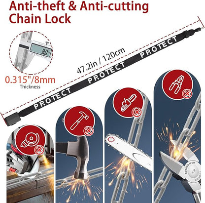 BANGTING 4FT Smart Alarm Bike Lock - 110dB Remote-Controlled Siren & 8mm Anti-Theft Chain with Key for Bicycle, E-Bike, Scooter, Motorcycle (Black)