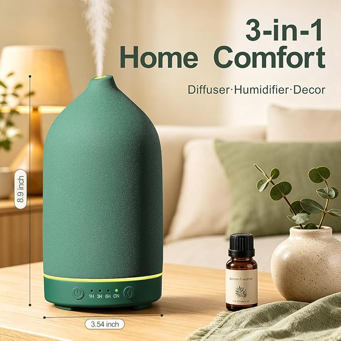 Gooamp 200ML Ceramic Essential Oil Diffuser for Home, Stone Diffuser