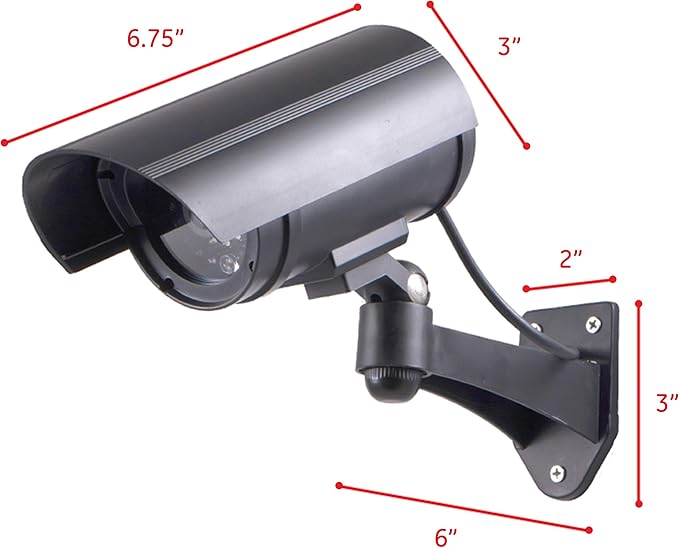 GE Power Gear GE Decoy Security Bullet Camera with Flashing Red Light, Blinking LED, Fake Surveillance, Realistic Looking Recording Lens, Indoor/Outdoor Use, Wireless, Black, 40661