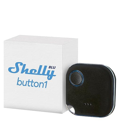 Shelly BLU Button1 Black | Bluetooth-Operated Action and Scenes Activation Button | Home Automation | iOS Android App | No Hub Required | Long Battery Life | LED Indication | Buzzer | Broad Range