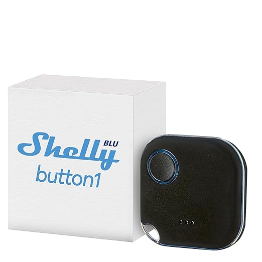 Shelly BLU Button1 Black | Bluetooth-Operated Action and Scenes Activation Button | Home Automation | iOS Android App | No Hub Required | Long Battery Life | LED Indication | Buzzer | Broad Range