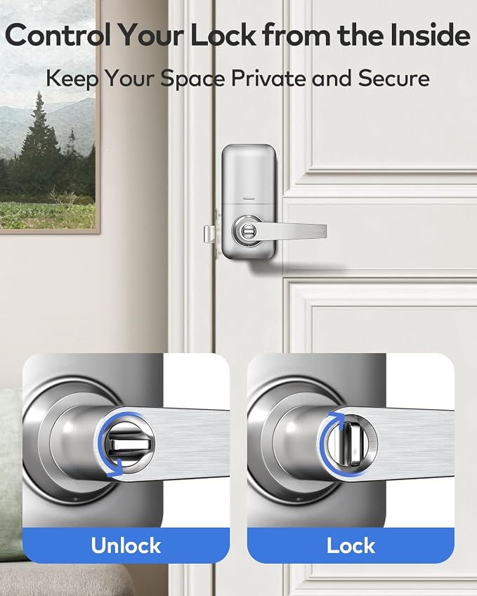 TEEHO TE004 Keyless Entry Door Lock Handle with Keypad, Satin Nickel