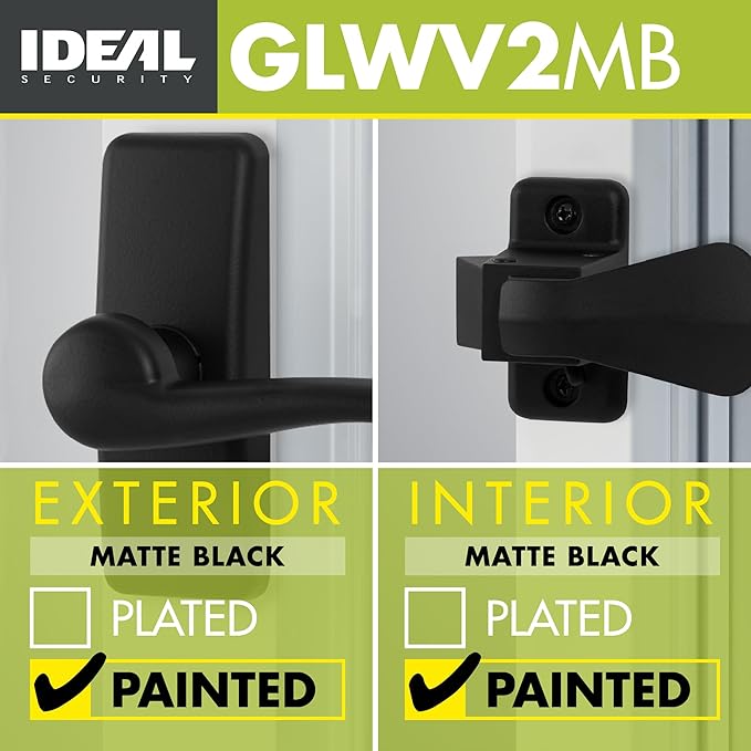 Ideal Security GL Lever Handle Set for Storm Doors and Screen Doors, Storm Door Handle Replacement, Screen Door Handle, Matte Black