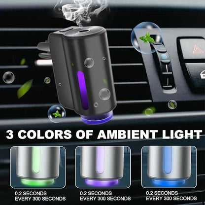 Smart Car Air Freshener,3 Levels Adjustable Strength, Rechargeable Aroma Diffuser, Built-in 220mAh, with 10pcs Aromatherapy Oil, Valentines Gifts for Women Men, Black & Red