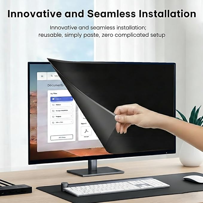 [2-Pack] 21.5 Inch Reusable Nano Bezel Anti-Glare Computer Privacy Screen for Monitor, 16:9 Aspect Ratio, Residue-Free Removable Anti-Spy Filter, Eye Protection Anti-Blue Light Desktop Security Shield