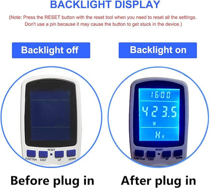 Upgraded Watt Power Meter Plug Home Electrical Usage Monitor Consumption, Energy Voltage Amps Kill Tester with Backlight, Overload Protection, 7 Modes Display