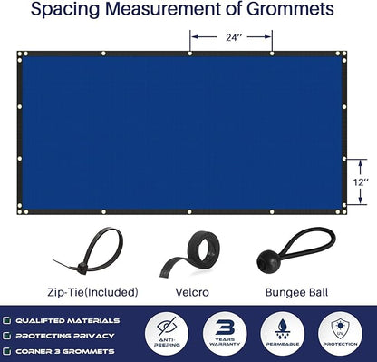 Windscreen4less Privacy Fence Screen Heavy Duty Windscreen Fencing Mesh Fabric Shade Net Cover with Brass Grommtes for Outdoor Wall Garden Yard Pool Deck, 6'x37' Blue