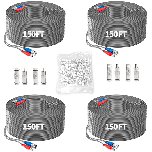 OOSSXX Video Power Cable BNC Extension All-in-One Cables for CCTV Security Cameras, Outdoor Wired Surveillance Camera DVR System