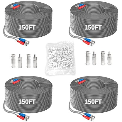 OOSSXX Video Power Cable BNC Extension All-in-One Cables for CCTV Security Cameras, Outdoor Wired Surveillance Camera DVR System
